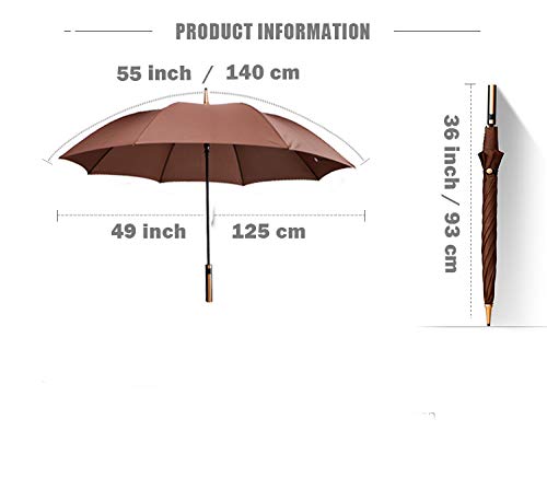 Krg Auto Open 8 Ribs 55 Inch Fiberglass Straight Umbrella With Stylish Golden Handle(Brown) #TOP6