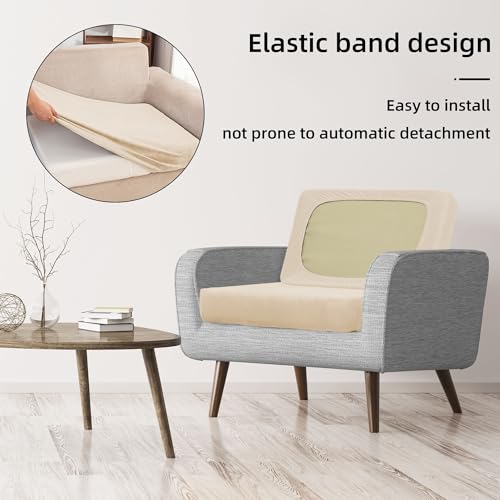 Image of BIETYONE 8Pcs Stretch Velvet Patio Cushion Cover,Fluffy,for Fall Outdoor Couch Cushion Cover Replacement,Washable Indoor Outdoor Cushion Slipcovers(Beige,Cover Only)