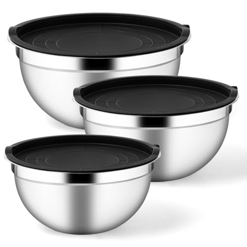 Set de 3 tazones con tapa hermética de acero inoxidable