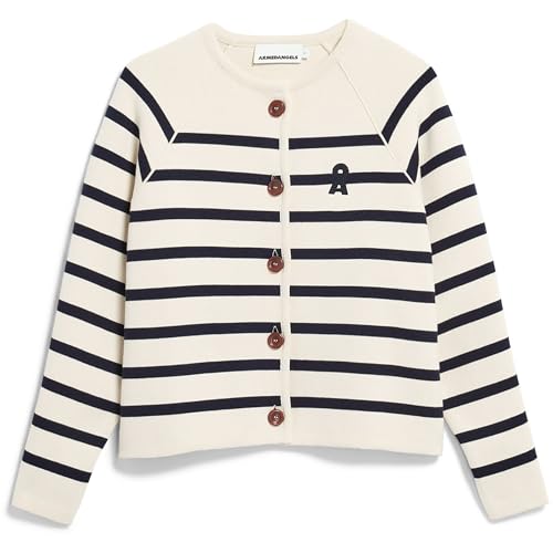 ARMEDANGELS Damen Placed Stripe Knit Jacke, oatmilk-night sky, L