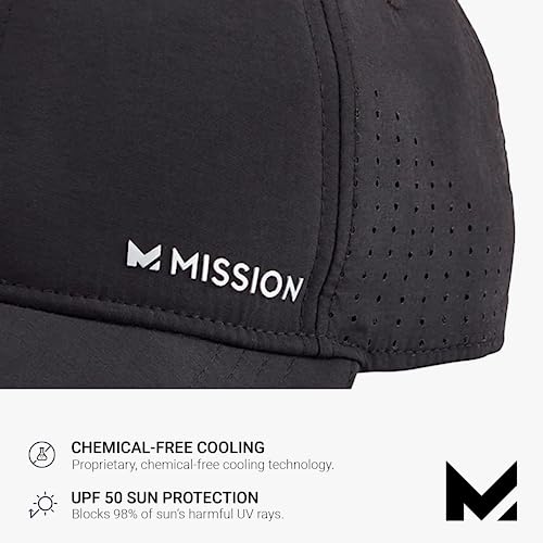 Mission Vented Cooling Performance Hat - Unisex Baseball Caps - Sun Protection Hats (Black) #TOP3