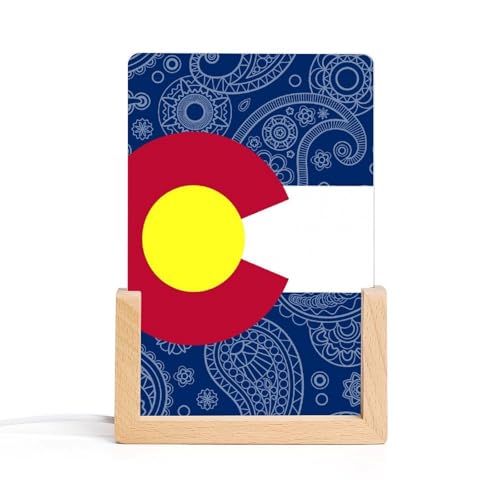 Colorado State Paisley Flag Personalized Night Light Desk Decorations with USB Cable Bedroom Decor 15.5x10.3cm