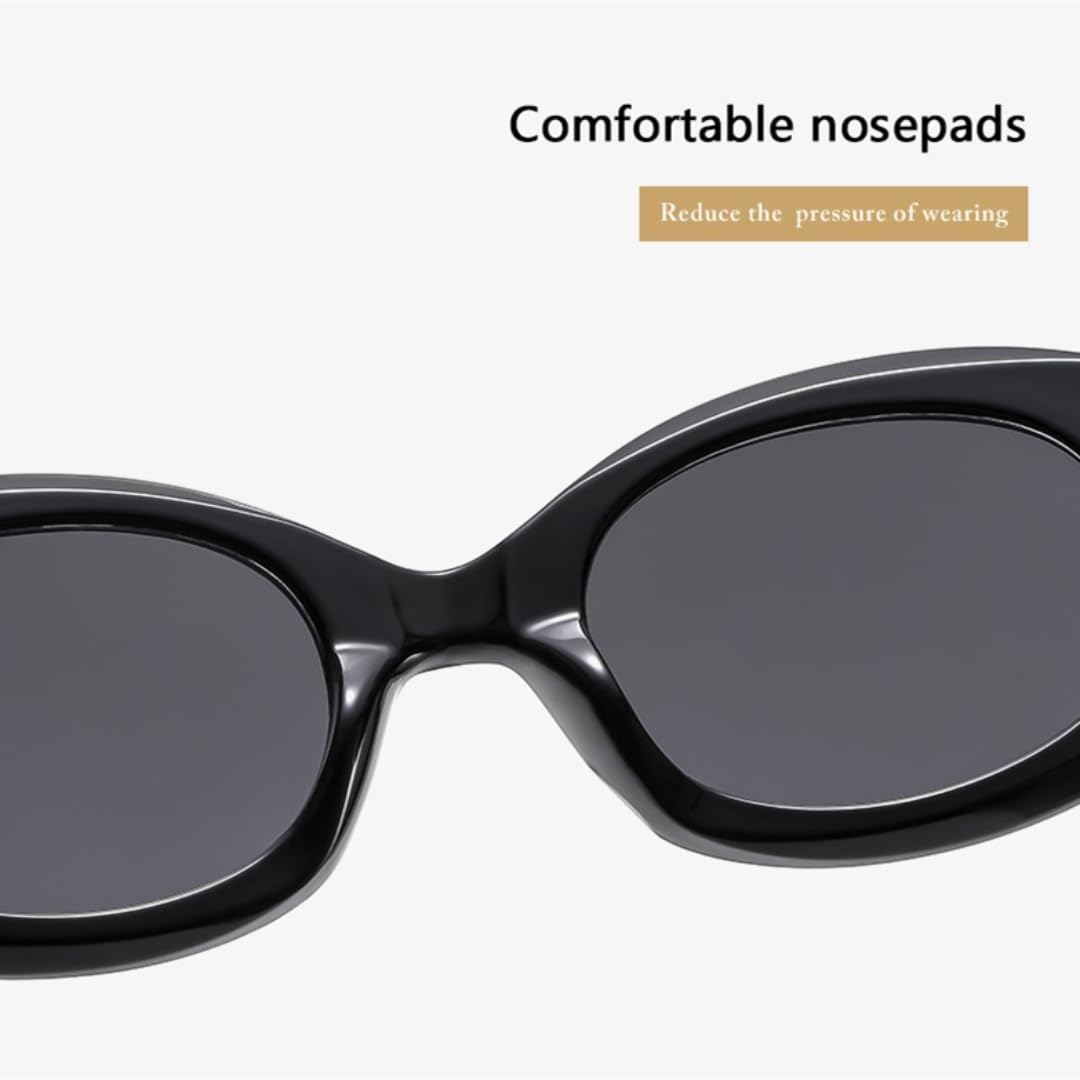 Trend - Gafas de sol ovaladas para mujer, con remaches redondos, marco rosa intenso, gris degradado