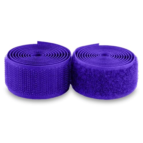 Hook and Loop Tape 1 inch Purple Non-Adhesive Sew On Violet 1 Yard Length Fastener Nylon Heavy Duty Fabric Roll Ideal for Clothes Bags Shoes Craft DIY