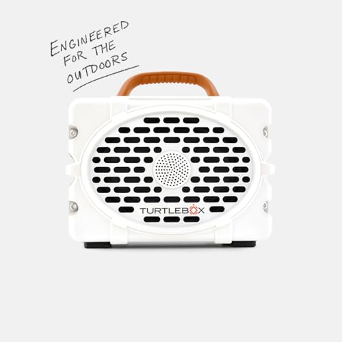 Image of Turtlebox Original Gen 3: Portable Outdoor Bluetooth Speaker - Ultra-Loud (120dB), Waterproof (IP67), Rugged, Impact-Resistant, 3-Day Battery | Party Mode: Unlimited Pairing Stereo, White /Burnt Orange