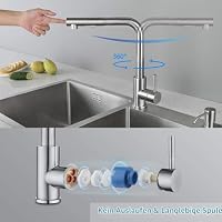 CECIPA Spülbecken 70 x 45 CM mit Wasserhahn Ausziehbar X203S, Edelstahl Küchenspüle inkl. Seifenspender und Siphon, Spüle inkl. Ersatz-Innenspüle und Schneidebrett, Spüle Küche mit Armatur – Ansicht 5