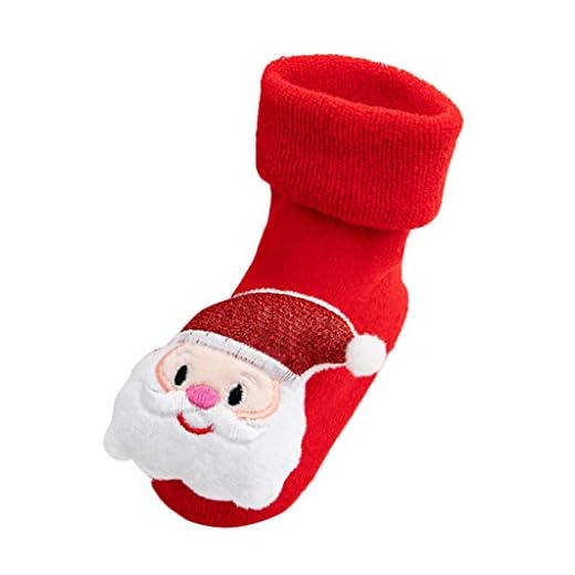 TDEOK Chaussettes de Noël, chaussettes chaudes pour enfants - Chaussures de sol douces et antidérapantes - Chaussettes de Noël pour garçons et filles - Chaussettes thermiques de Noël pour garçon -