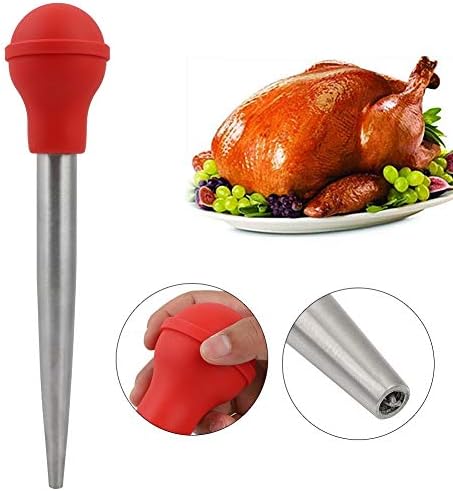 Stainless Steel Turkey Tool, Marinade Seasoning Injector, Kitchen Flavour Syringe Basting Pump, for Pork, Beef, Lamb, Chicken, Turkey, Goose, Duck, Game Meats