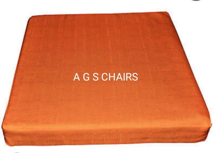 Image of A G S Chairs Sofa Foam Cushion with Zip Cover Attractive Colour (22 x 21 x 3, Orange)