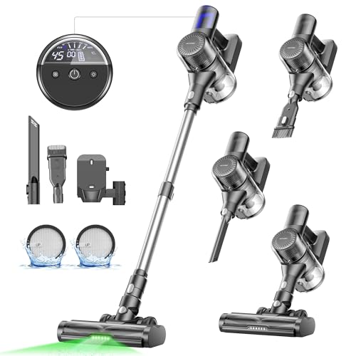 Ultenic Cordless Vacuum Cleaner, 550W 50Kpa Stick Vacuum with Car Dashboard Screen, Tangle-Free Brush for Pet Hair, Max 45mins Runtime, LED Display Tools for Hard Floor, Carpet, Car Cleaning, U12 by Ultenic - Used condition - US$73.89