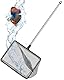 Pawfly 14cm Aquariu Fischkescher mit ausziehbarem Edelstahlgriff Größeres quadratisches Netz mit weichem feinmaschigem Schlammabsaugungs-Reinigungsnetz für Fischbecken, kleine Koi-Teiche und Pools