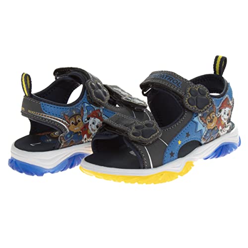 Nickelodeon Boys Paw Patrol Light Up Shoes- Summer Sandals- Kids Water Shoes - Chase Marshall Beach Adjustable Strap Closed Open Toe Outdoor Sport Hero Character Lights - Blue Yellow (Size 9 Toddler) #TOP5