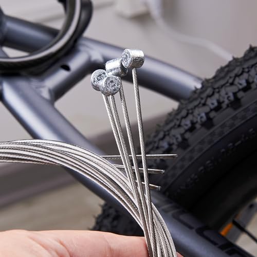 10PCS 1.7M Stainless Steel Bike Brake Inner Cables,Bike Brake Line Core for Mountain Bike,Bike Brake Inner Line Set include Cable Tips and O-rings