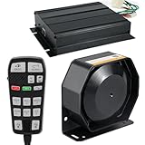 Police Emergency Slim Speaker Horn Siren PA System for Vehicles Truck Firefighter Ambulance Tow UTV ATV Van Car POV RV [12V/200W][120-135dB][Handheld Microphone][Hands-Free][2 x 10A Switches]