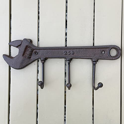 Kiaotime Retro Vintage Key Rack Holder Hooks Cast Iron Wrench Spanner Shape Decorative Wall Mounted Antique Man Cave Garage Tool Holder Coat Hat Hooks Rack Hanger Wall Decor, Fathers Day Men Gifts #TOP4