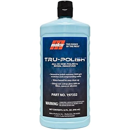 Malco Tru-Polish All-in-One Car Polish and Swirl Remover, 32 Ounce