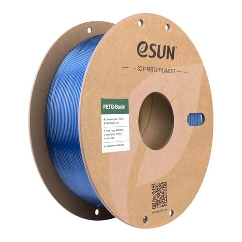 eSUN PETG Filament 1.75mm, High Toughness PETG Filament, 1KG Spool (2.2 LBS) 3D Printing Filament for 3D Printers,Translucent Light Blue