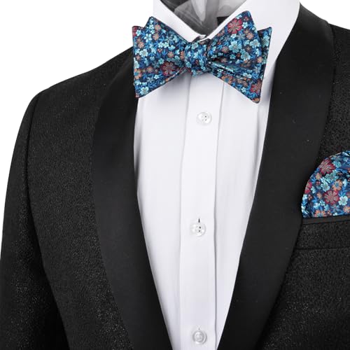 Image of Alizeal Mens 2pcs Floral Self-tied Bow Tie Pocket Square Set