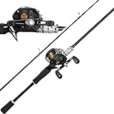 Kilitn Fishing Rod and Reel Combo, Black Color Baitcasting Combo Baitcast Reel, 2-Piece Baitcaster Rod, Durable Fiberglass with Comfortable EVA Handle (Casting Right 6FT)