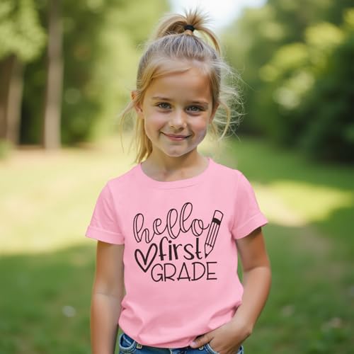 Hello 1st 2nd 3rd 4th Grade Shirts for Boys Girls Back to School T-Shirt Kids First Day of School Gift Tee Tops 6-11Y4