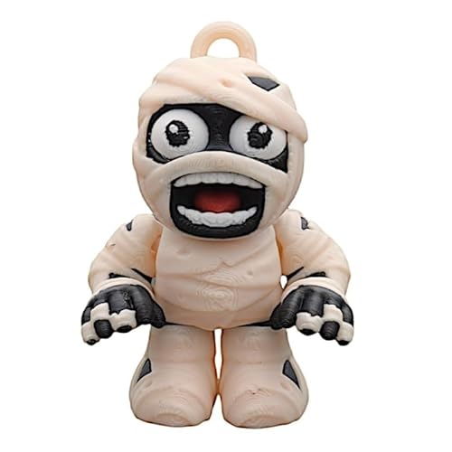 ZREVSB 2-Pack Spooky Cute Halloween Mummy Figurines with Flexible Limbs – 3D Printed Keychain Décor for Home and Office - Image 7