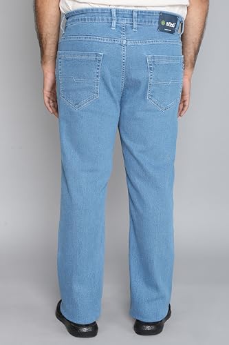 Image of a saba Men's Classic fit Light Blue Denim Jeans with Straight-Leg Plus-Size Design, Comfortable Durable Cotton Fabric, and Stylish Blue wash for Everyday wear.
