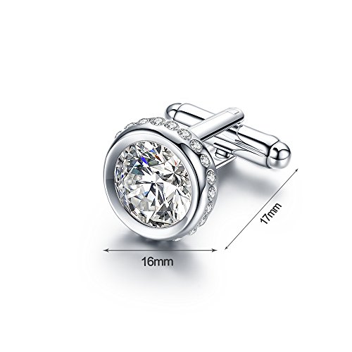 Pinannie Austria Crystal Shirt Cuff Links White Gold Plated Wedding Cufflinks For Mens (Blue) #TOP5