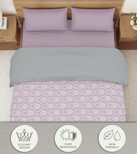 Image of Welspun Arlo Double Bed Quilt Comforter, 2-in-1 Reversible, Lightweight AC Quilt Blanket, Soft Breathable Microfiber for All Seasons & Winter Use, 200x200 cm Double Bed Quilt, Light Lilac