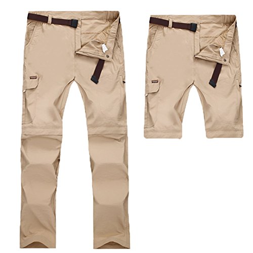 VOGUE CODE Hiking Camping Convertible Quick Drying Trousers Removable Zip-Off Pants for Men and Women (XXXL, Khaki)