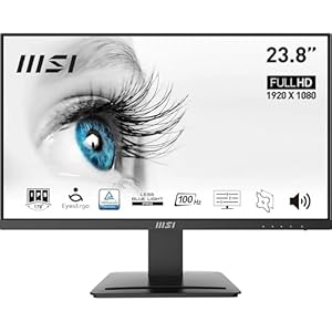 MSI Pro MP243X Monitor Profesional, de 23,8′ FHD, 1920 x 1080, 100 Hz, IPS, Plano, Anti-Glare, 16:9, 300 nits, Negro