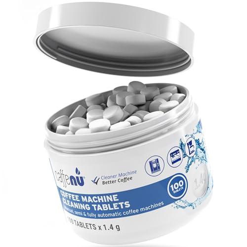 Caffenu Tabletas de limpieza para máquinas de café | 100 tabletas de 1,4 g | Tabletas de limpieza para máquinas de café utilizadas cada 100 tazas