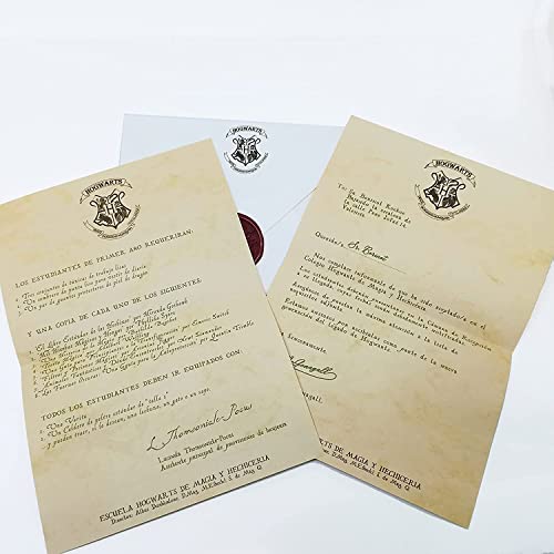 Carta em castelo de aceitação escola de magia, personalizada em espanhol