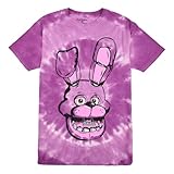 Five Nights at Freddy's Bonnie Face Men's Purple Spiral Spiral Tie-Dye Crew Neck Short Sleeve T-Shirt Medium