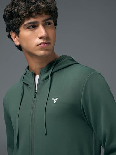 Image of TECHNOSPORT Mens Fleece Slim Fit Solid Regular Fit Hooded Jacket with Techno Warm+, Fast Dry for Winter Use