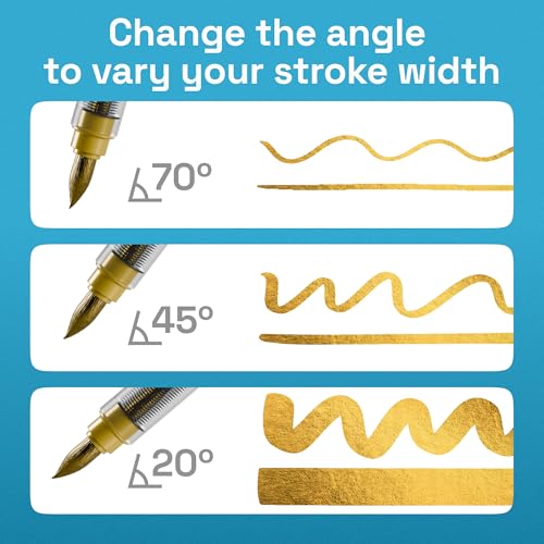 Image of ARTISTRO 5 Gold Paint Pen for Rock, Glass, Ceramic, Wood, Tire, Fabric, Metal, Canvas, Marking, Painting - Set of 5 Acrylic Paint Markers Water-based - Brush Tip with Automatic Ink Control System
