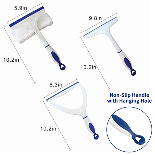 Celox 3 Pack Window Squeegee Kit, Streak Free Rubber Squeegee For Shower, Window, Glass, Door, Car Windshield And 5 Pack Kitchen Scrub Brush Set With Ergonomic Handle,Deep Cleaning Brushes #TOP1