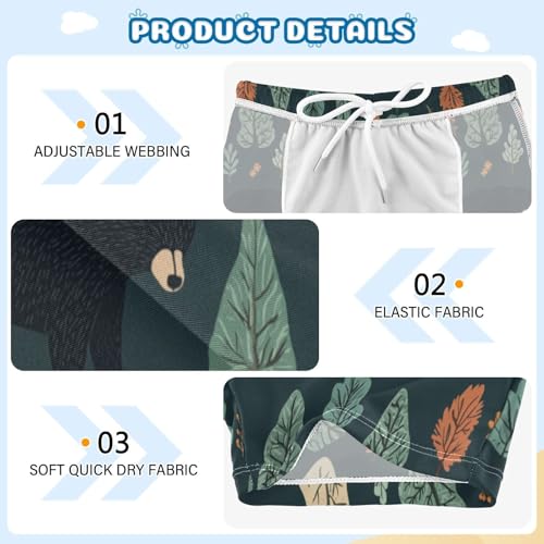 Forest Black Bear Cute Colored Cats Boys Swim Trunks Swimsuits for Toddler Boy Swim Shorts Trunks 3-10T3