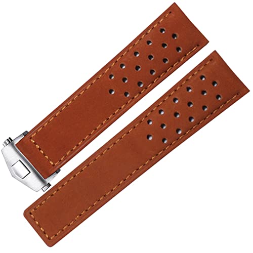 Bracelet de montre en cuir véritable souple marron rouge 22mm pour remplacer un vieux bracelet