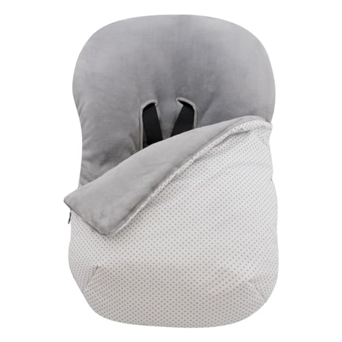 JYOKO KIDS Funda + Saco para Portabebés y Capazo de Bebé Impermeable Interior Polar Teddy Antialérgico Protección y Confort para Bebés (Grey Dots, Polar)