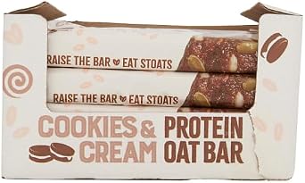 Stoats Cookies & Cream Protein Oat Bars – Made with Scottish Oats, High in Fibre, Individually Wrapped 80g Bars (Pack of 16)