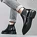 ENOEGMSD Men's Slip on Leather Chelsea Ankle Boots Fall Winter Fashion Pointed Toe Elastic Pull on Comfort Dress Boots Casual Non Slip Waterproof Business Work Booties (Black,9)