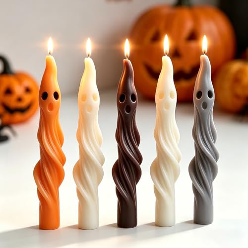 Twisted Long Ghost Candle Mold Ghost Taper Silicone Mold for Resin Soap Wax
