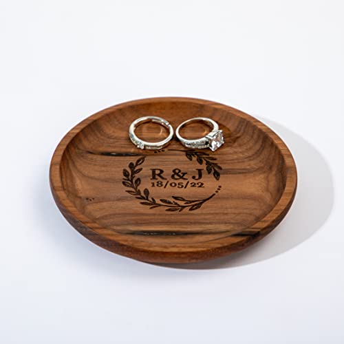 Personalized Jewelry Tray Small Wooden Ring Dish Wedding Engagement Gift Engraved Ring Holder Men Ring Tray Wedding