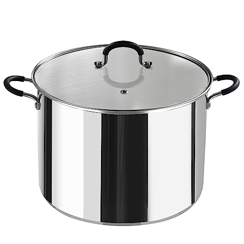 Comparison: Best 20 Quart Stock Pot 5 Cook N Home Stockpot Large pot Sauce Pot Induction Pot With Lid Professional Stainless Steel 20 Quart, with Stay-Cool Handles, silver