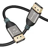 Cable DisplayPort 1.4 DP a DP cable ofrece una banda de 32,4 Gbps para transmisión de datos, HDR3, ideal para un ordenador de alta edad. Compatible con resoluciones de hasta 8 K (7680 x 4320) a 60 Hz, 4 K a 144 Hz, 2 K a 165 Hz y 1080P a 240 Hz.