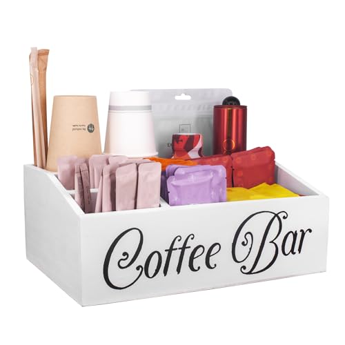 Guolich Coffee Cup and Condiment Station,Coffee and Tea Condiment Storage Organizer,Coffee Bar Accessories,Countertop Organizer,Tea and coffee pod organizer (WHITE)