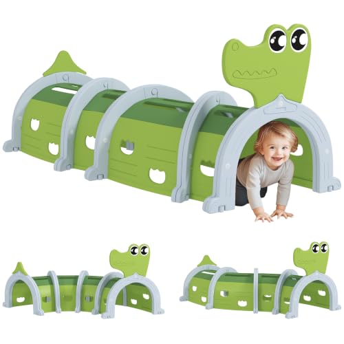 AIYAPLAY Spieltunnel Cartoon-Krokodil für Kinder 3-6 Jahre 194 cm Grün