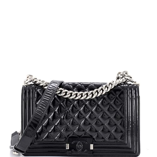 Chanel, Pre-Loved Boy Flap Bag Quilted Plexiglass Patent Old Medium,