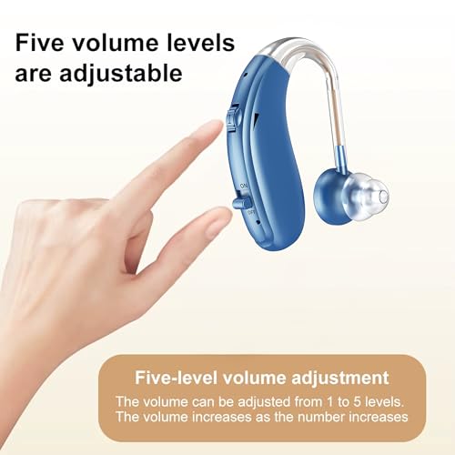Image of Fastwell F27 Rechargeable Hearing Aids for Adults with Hearing Loss, 360 Degree Rotation Ear Hook, Digital Noise Reduction Ear Machine, Single Ear (Blue) 1-Year Warranty
