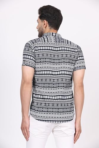 Image of CVC Fashion Men's Printed Button-Down Shirt - Aesthetic Regular Fit Half Sleeve Casual Shirt for Men, Ideal for Summer & Beach Wear